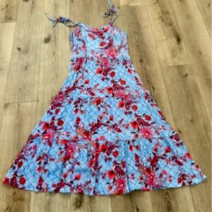 Knox Rose tie straps maxi dres blue and pink floral L